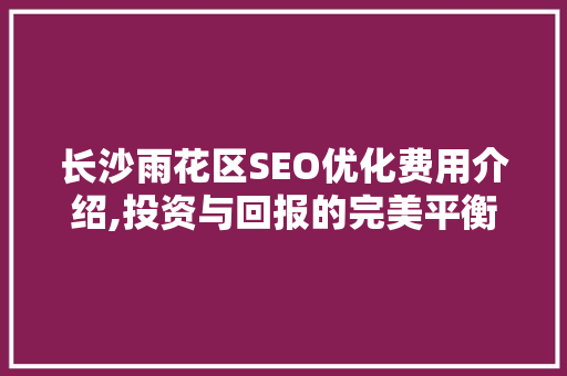 长沙雨花区SEO优化费用介绍,投资与回报的完美平衡  第1张