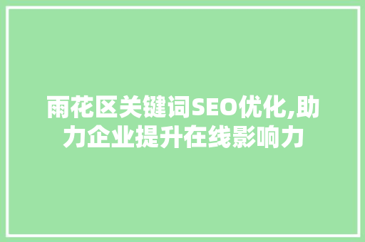 雨花区关键词SEO优化,助力企业提升在线影响力