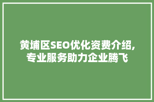 黄埔区SEO优化资费介绍,专业服务助力企业腾飞
