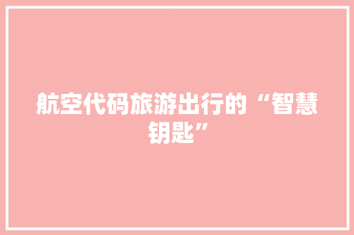航空代码旅游出行的“智慧钥匙”