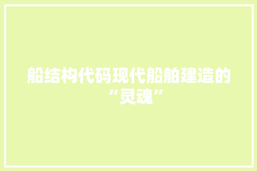 船结构代码现代船舶建造的“灵魂”