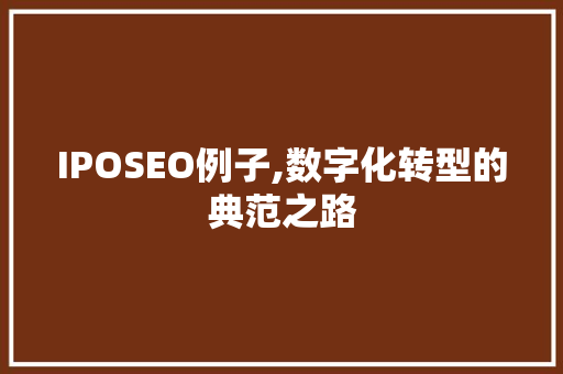 IPOSEO例子,数字化转型的典范之路