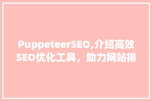 PuppeteerSEO,介绍高效SEO优化工具，助力网站排名提升