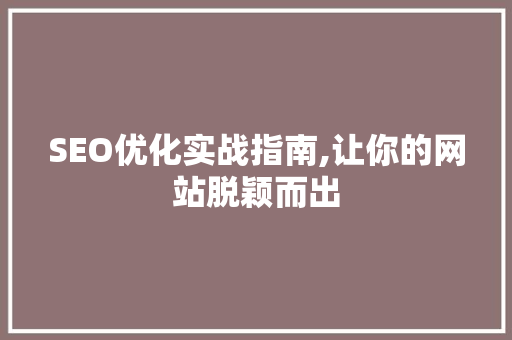 SEO优化实战指南,让你的网站脱颖而出