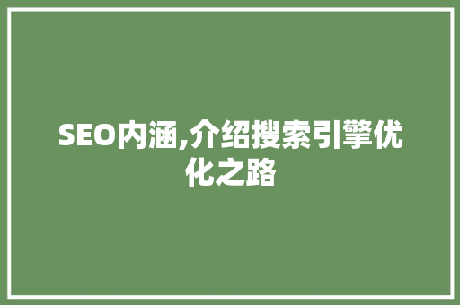 SEO内涵,介绍搜索引擎优化之路