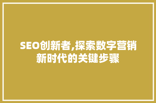 SEO创新者,探索数字营销新时代的关键步骤