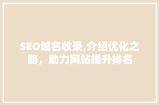 SEO域名收录,介绍优化之路，助力网站提升排名