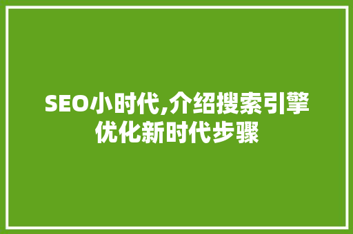 SEO小时代,介绍搜索引擎优化新时代步骤
