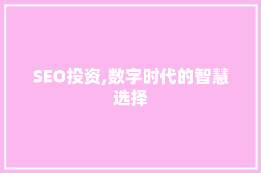 SEO投资,数字时代的智慧选择