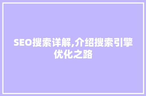 SEO搜索详解,介绍搜索引擎优化之路