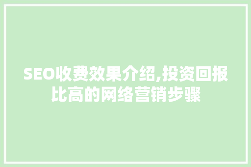 SEO收费效果介绍,投资回报比高的网络营销步骤