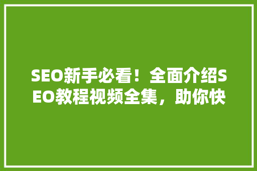 SEO新手必看！全面介绍SEO教程视频全集，助你快速入门