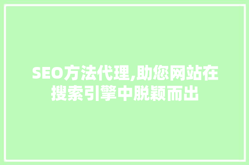 SEO方法代理,助您网站在搜索引擎中脱颖而出