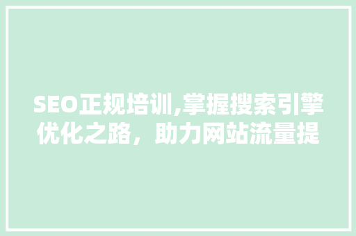 SEO正规培训,掌握搜索引擎优化之路，助力网站流量提升