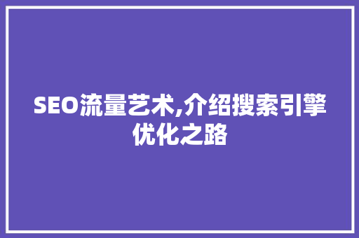 SEO流量艺术,介绍搜索引擎优化之路