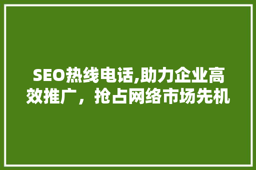 SEO热线电话,助力企业高效推广，抢占网络市场先机