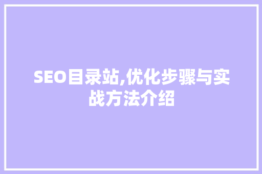SEO目录站,优化步骤与实战方法介绍  第1张
