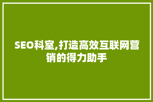 SEO科室,打造高效互联网营销的得力助手