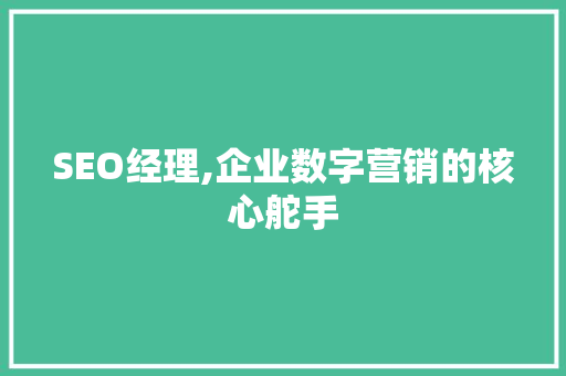 SEO经理,企业数字营销的核心舵手