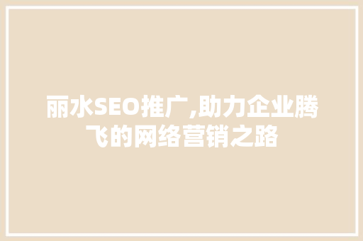 丽水SEO推广,助力企业腾飞的网络营销之路