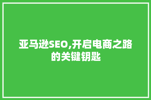 亚马逊SEO,开启电商之路的关键钥匙