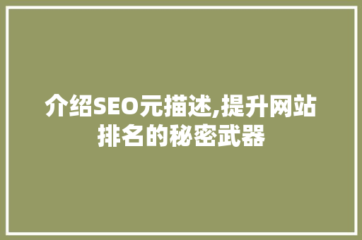 介绍SEO元描述,提升网站排名的秘密武器