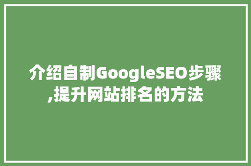 介绍自制GoogleSEO步骤,提升网站排名的方法