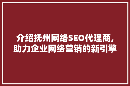 介绍抚州网络SEO代理商,助力企业网络营销的新引擎