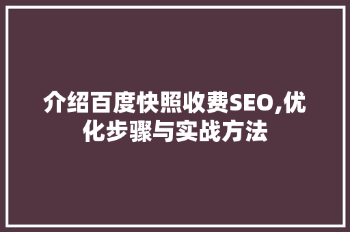 介绍百度快照收费SEO,优化步骤与实战方法