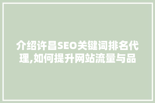 介绍许昌SEO关键词排名代理,如何提升网站流量与品牌知名度