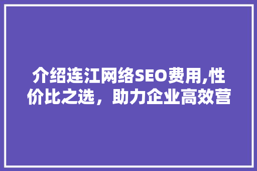 介绍连江网络SEO费用,性价比之选，助力企业高效营销
