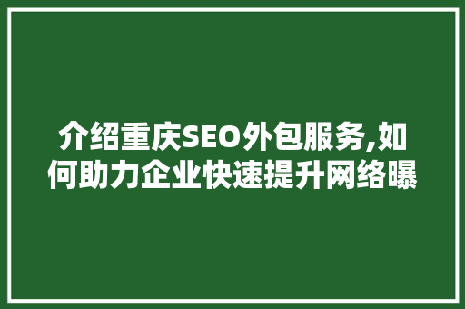 介绍重庆SEO外包服务,如何助力企业快速提升网络曝光度