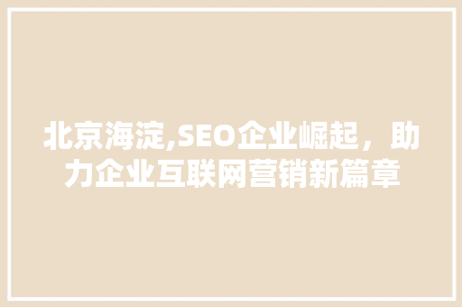 北京海淀,SEO企业崛起，助力企业互联网营销新篇章