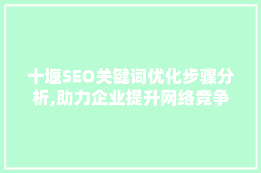 十堰SEO关键词优化步骤分析,助力企业提升网络竞争力