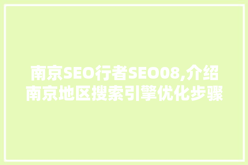 南京SEO行者SEO08,介绍南京地区搜索引擎优化步骤