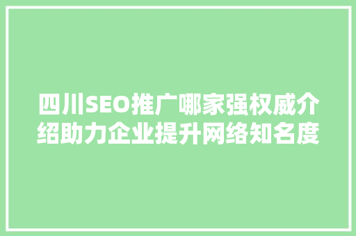 四川SEO推广哪家强权威介绍助力企业提升网络知名度