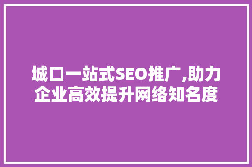 城口一站式SEO推广,助力企业高效提升网络知名度