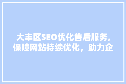 大丰区SEO优化售后服务,保障网站持续优化，助力企业长效发展