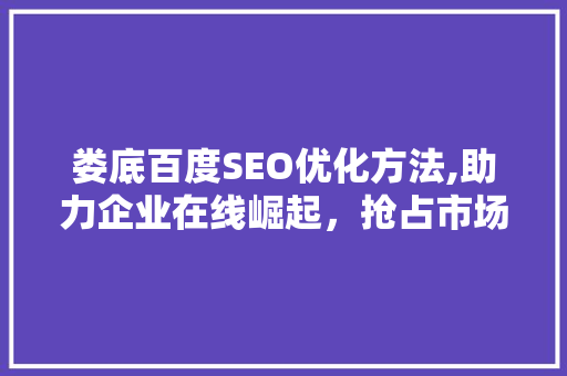 娄底百度SEO优化方法,助力企业在线崛起，抢占市场份额