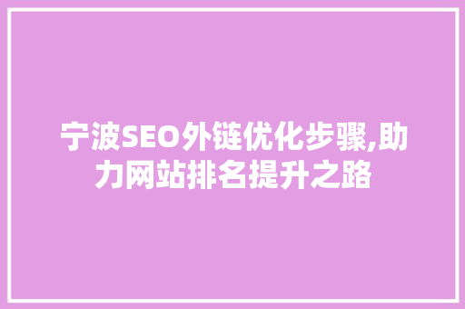 宁波SEO外链优化步骤,助力网站排名提升之路