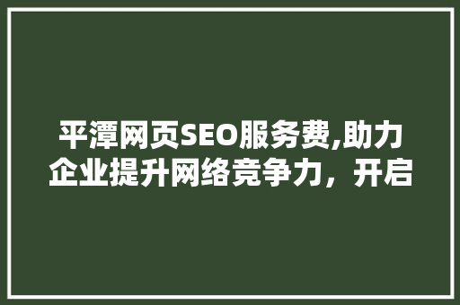 平潭网页SEO服务费,助力企业提升网络竞争力，开启数字化营销新篇章