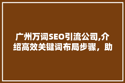 广州万词SEO引流公司,介绍高效关键词布局步骤，助力企业腾飞