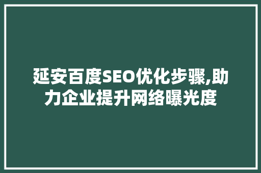 延安百度SEO优化步骤,助力企业提升网络曝光度