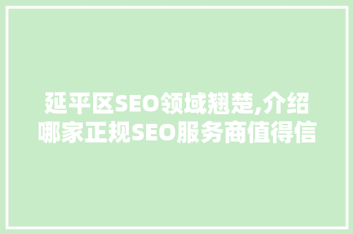 延平区SEO领域翘楚,介绍哪家正规SEO服务商值得信赖