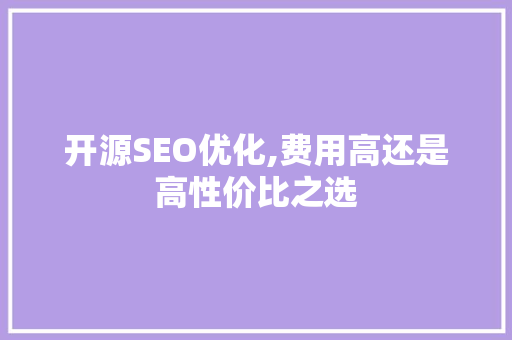 开源SEO优化,费用高还是高性价比之选