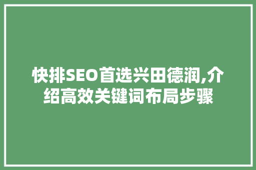 快排SEO首选兴田德润,介绍高效关键词布局步骤  第1张