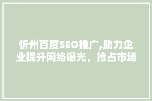 忻州百度SEO推广,助力企业提升网络曝光，抢占市场先机  第1张