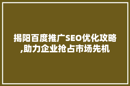 揭阳百度推广SEO优化攻略,助力企业抢占市场先机