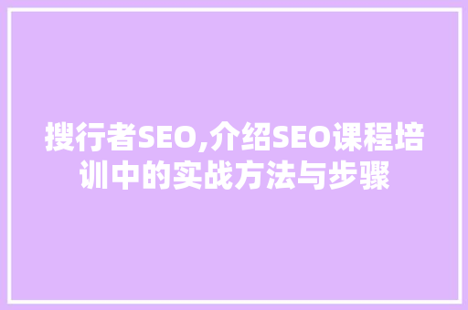 搜行者SEO,介绍SEO课程培训中的实战方法与步骤  第1张
