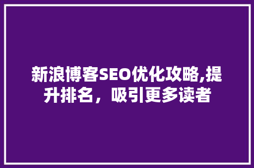 新浪博客SEO优化攻略,提升排名，吸引更多读者
